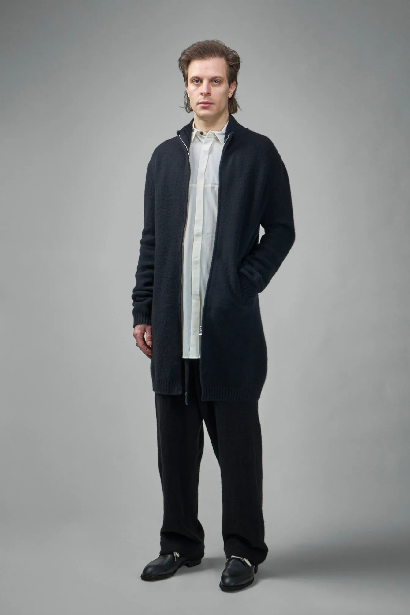 Geoffrey B. Small EV7WK01 Handmade Pure Cariaggi Yarn Cashmere Long Knit Cardigan - LABELS