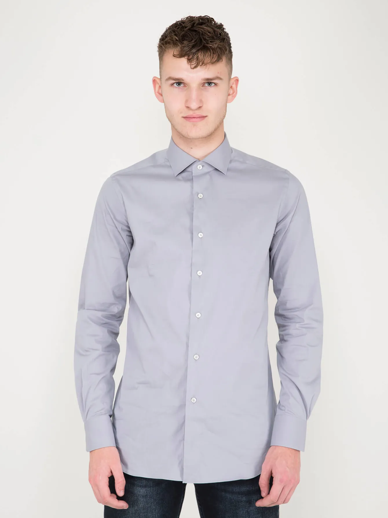Xacus Business Tailor Fit Stretch Shirt blue grey - LABELS